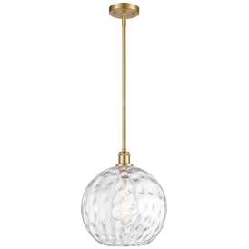 Athens Water Glass 12" LED Mini Pendant - Satin Gold - Clear Water Gla Athens Water Glass 12" LED Mini Pendant - Satin Gold - Clear Water Gla