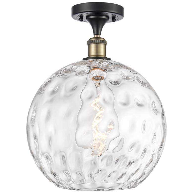 Image 1 Athens Water Glass 12" LED Semi-Flush Mount - Black Brass - Clear