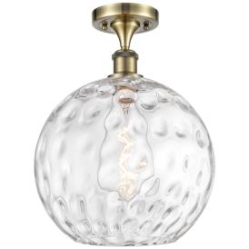 Athens Water Glass  12" LED Semi-Flush Mount - Brass - Clear Water Gla Athens Water Glass  12" LED Semi-Flush Mount - Brass - Clear Water Gla