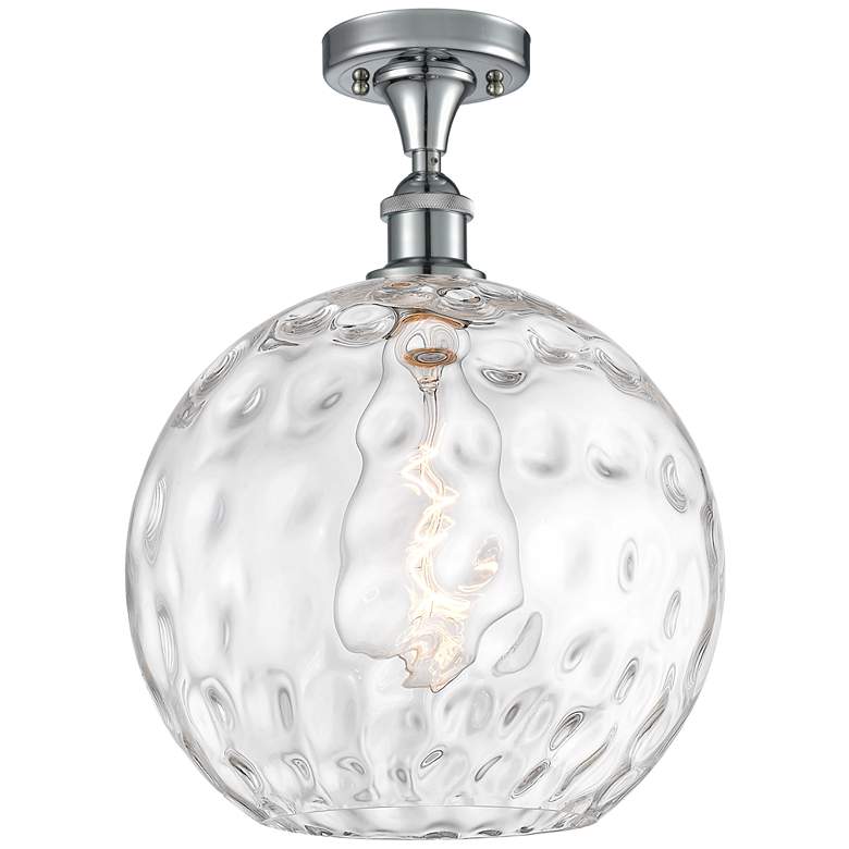 Image 1 Athens Water Glass 12" LED Semi-Flush Mount - Chrome - Clear Water Gl