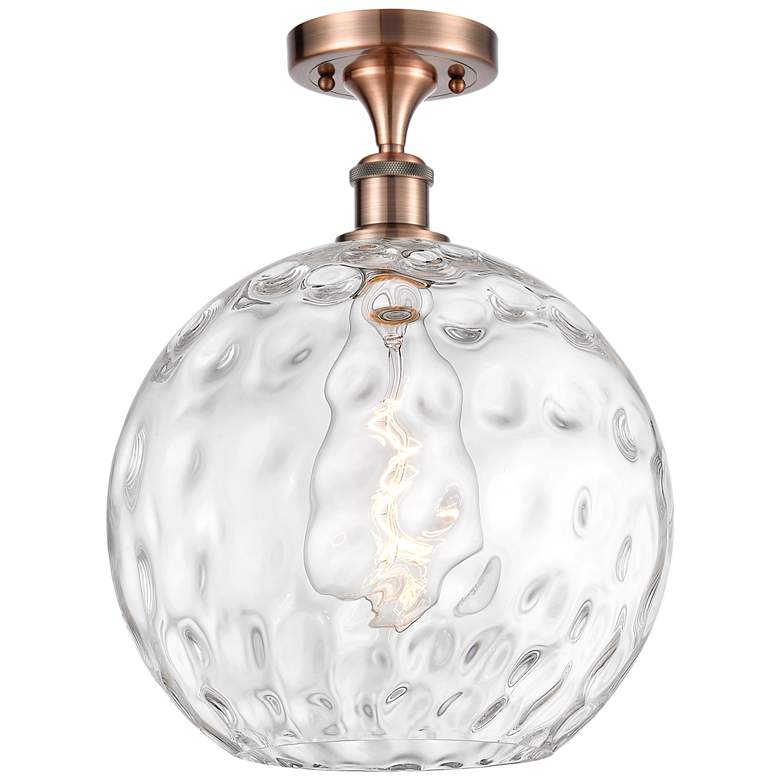 Image 1 Athens Water Glass 12" LED Semi-Flush Mount - Copper - Clear Water Gl