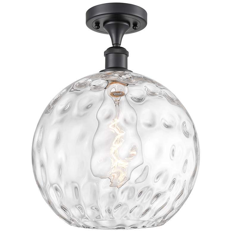 Image 1 Athens Water Glass 12" LED Semi-Flush Mount - Matte Black - Clear