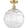 Athens Water Glass  12" LED Semi-Flush Mount - Satin Gold - Clear