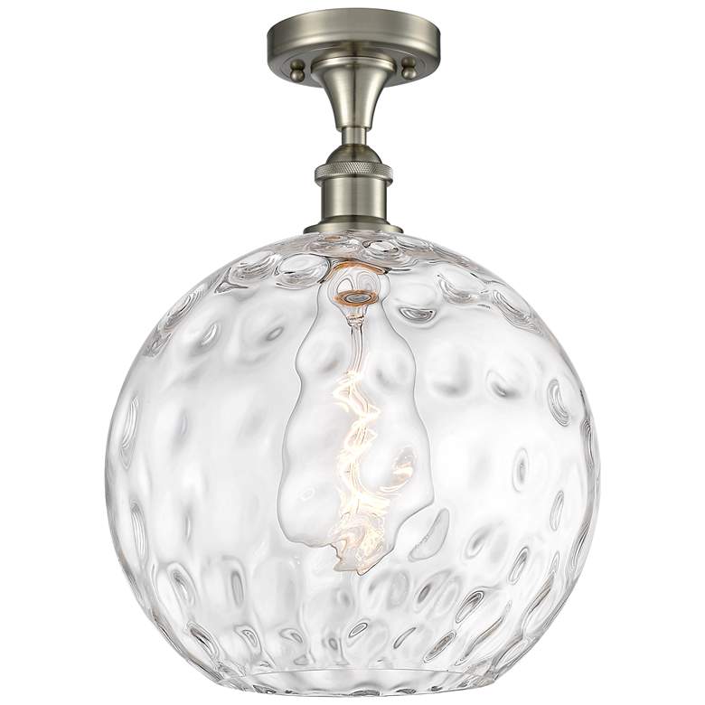 Image 1 Athens Water Glass 12" LED Semi-Flush Mount - Satin Nickel - Clear