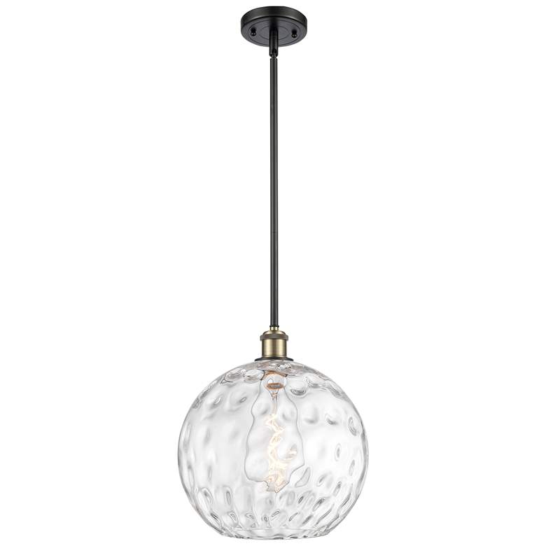 Image 1 Athens Water Glass 12" Mini Pendant - Black Antique Brass - Clear