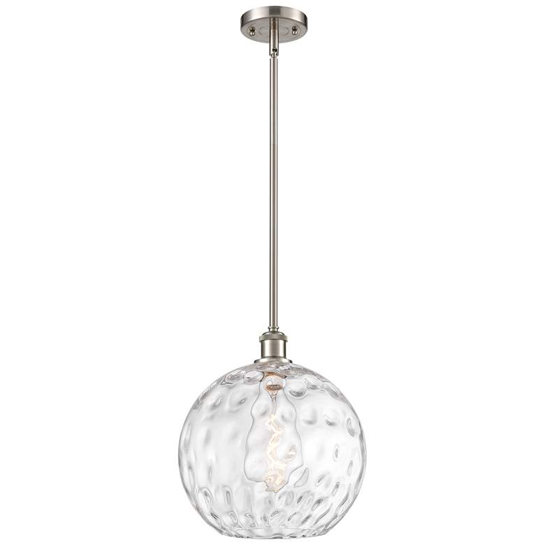 Image 1 Athens Water Glass 12" Mini Pendant - Brushed Satin Nickel - Clear