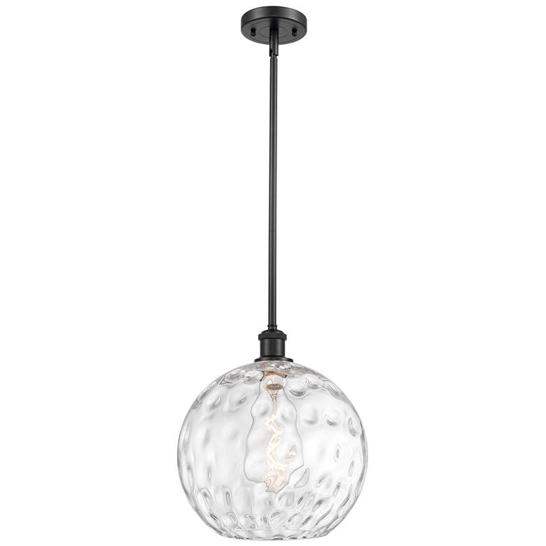 Image 1 Athens Water Glass 12" Mini Pendant - Matte Black - Clear Water Glass