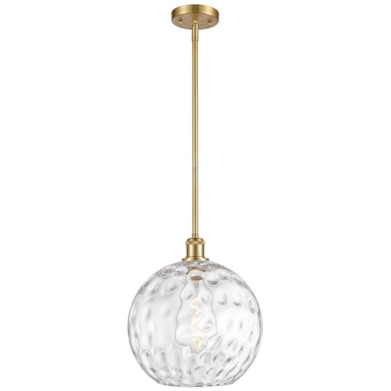 Image 1 Athens Water Glass 12" Mini Pendant - Satin Gold - Clear Water Glass S