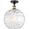 Athens Water Glass  12" Semi-Flush Mount - Black Brass - Clear Water G