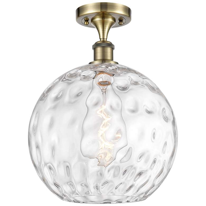 Image 1 Athens Water Glass 12" Semi-Flush Mount - Brass - Clear Water Glass