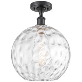 Athens Water Glass 12" Semi-Flush Mount - Matte Black - Clear Water Gl Athens Water Glass 12" Semi-Flush Mount - Matte Black - Clear Water Gl