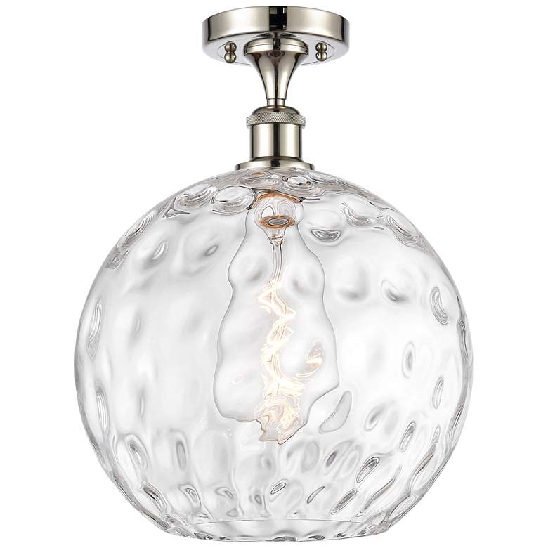 Image 1 Athens Water Glass 12" Semi-Flush Mount - Polished Nickel - Clear