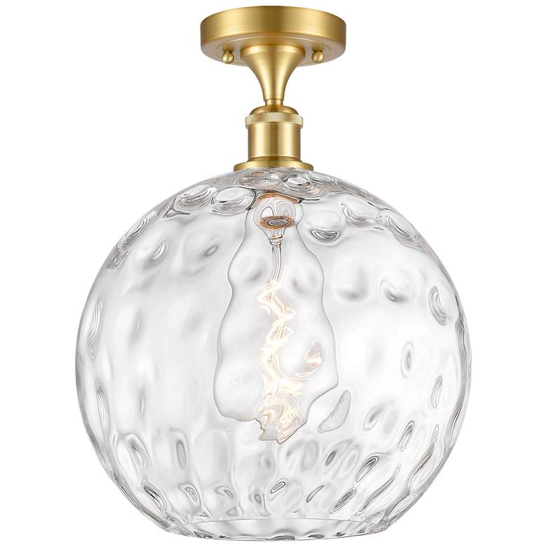 Image 1 Athens Water Glass  12" Semi-Flush Mount - Satin Gold - Clear Water Gl