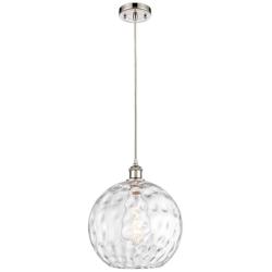 Athens Water Glass 12" Wide Polished Nickel Mini Pendant