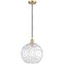 2_Athens Water Glass 12" Wide Satin Gold LED Mini Pendant