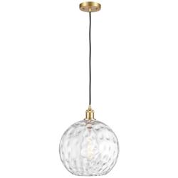 Athens Water Glass 12" Wide Satin Gold LED Mini Pendant
