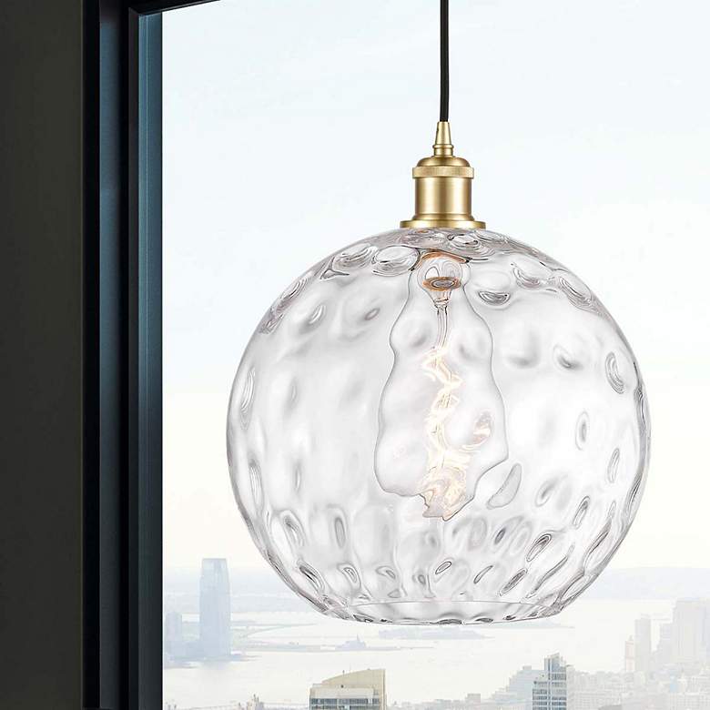 Image 1 Athens Water Glass 12" Wide Satin Gold LED Mini Pendant