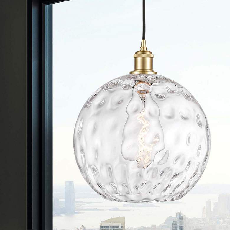 Image 3 Athens Water Glass 12" Wide Satin Gold LED Mini Pendant more views