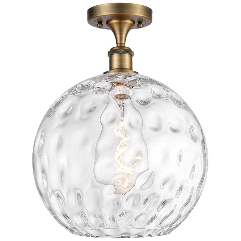 Image 1 Athens Water Glass  12" Semi-Flush Mount - Brass - Clear Water Glass