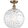 Athens Water Glass  12" Semi-Flush Mount - Brass - Clear Water Glass