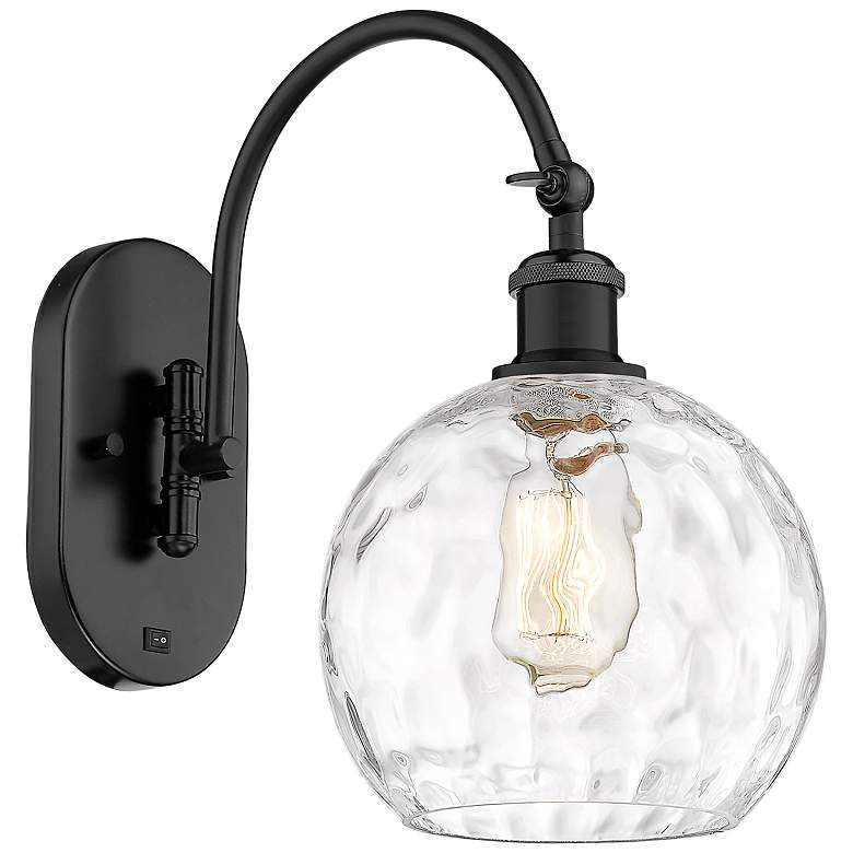 Image 1 Athens Water Glass 13 3/4" High Matte Black Wall Sconce