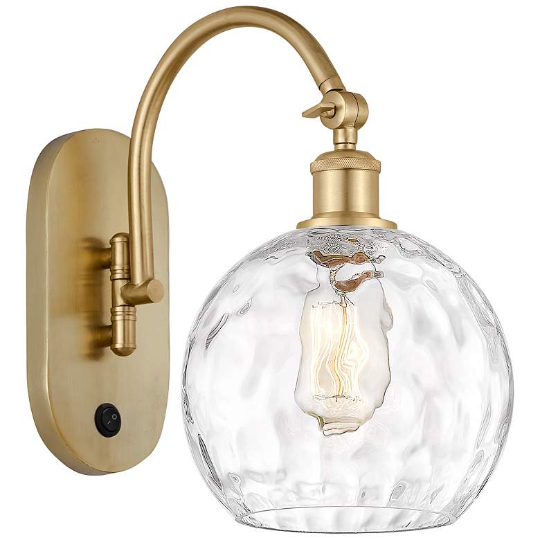 Image 1 Athens Water Glass 13 3/4 inch High Satin Gold Wall Sconce