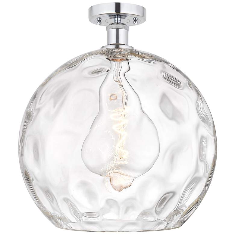 Image 1 Athens Water Glass 13" Semi-Flush Mount - Chrome - Clear Water Glass
