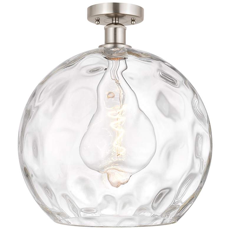 Image 1 Athens Water Glass 13" Semi-Flush Mount - Satin Nickel - Clear Water