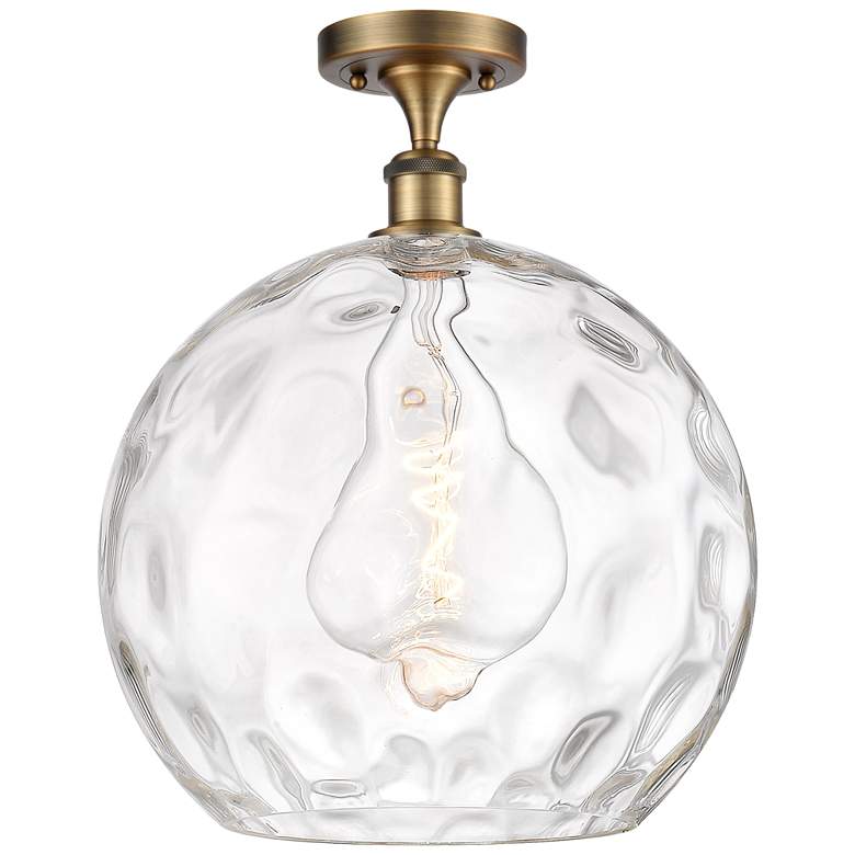 Image 1 Athens Water Glass 14" LED Semi-Flush Mount - Brass - Clear Water Gla