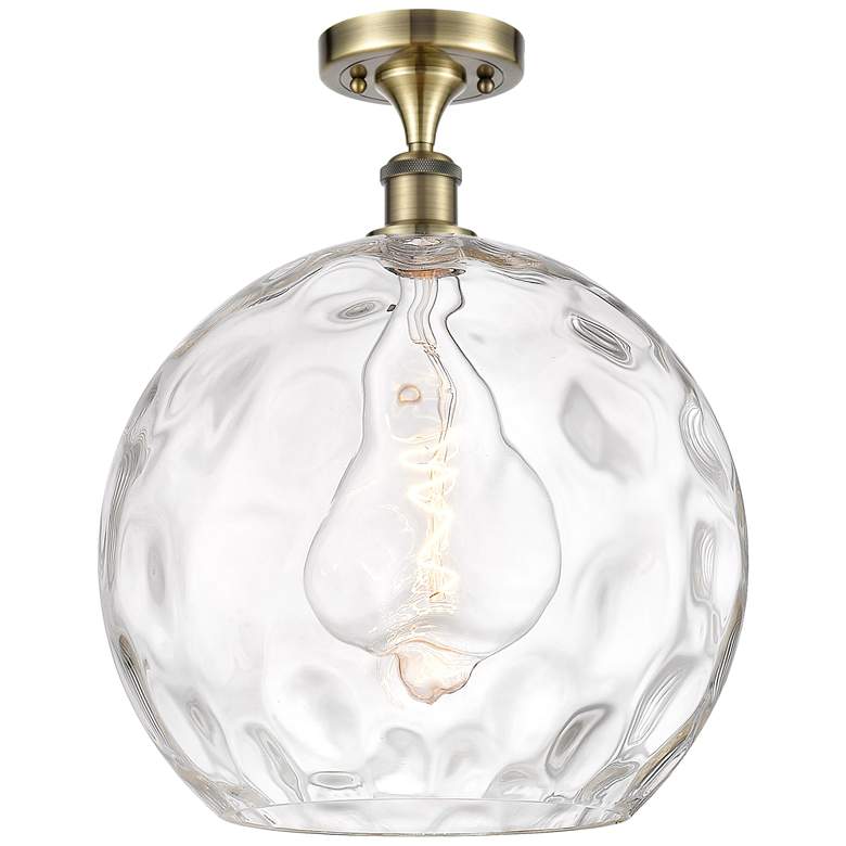 Image 1 Athens Water Glass 14" LED Semi-Flush Mount - Brass - Clear Water Gla