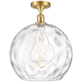 Athens Water Glass  14" LED Semi-Flush Mount - Satin Gold - Clear Athens Water Glass  14" LED Semi-Flush Mount - Satin Gold - Clear
