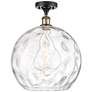 Athens Water Glass  14" Semi-Flush Mount - Black Brass - Clear Water G