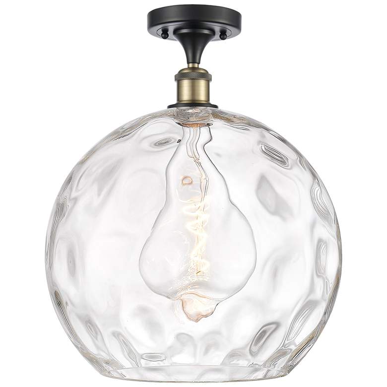 Image 1 Athens Water Glass 14" Semi-Flush Mount - Black Brass - Clear Water G