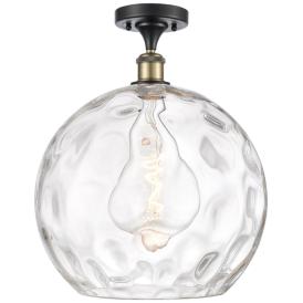 Athens Water Glass  14" Semi-Flush Mount - Black Brass - Clear Water G Athens Water Glass  14" Semi-Flush Mount - Black Brass - Clear Water G