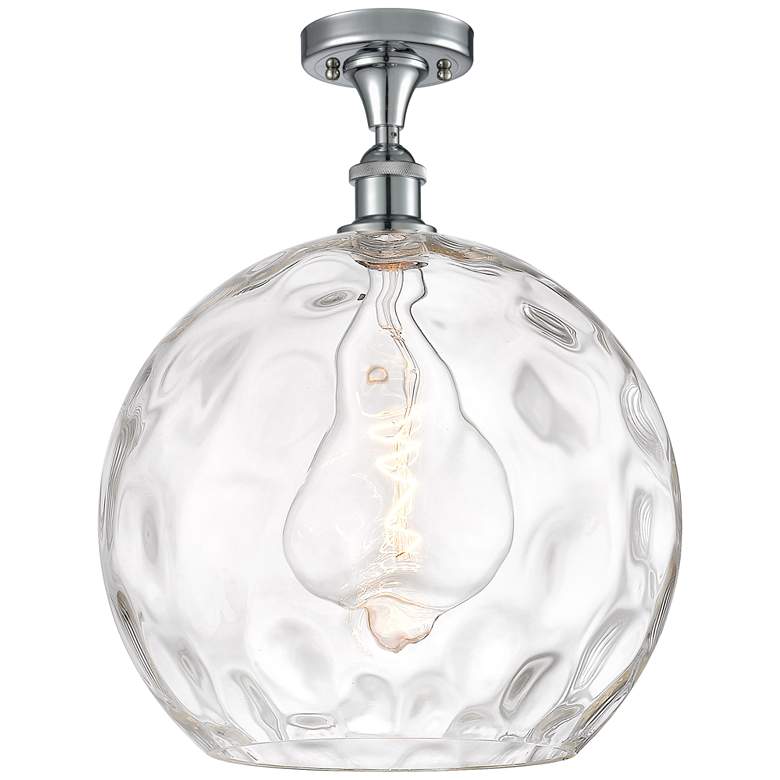 Image 1 Athens Water Glass 14" Semi-Flush Mount - Chrome - Clear Water Glass