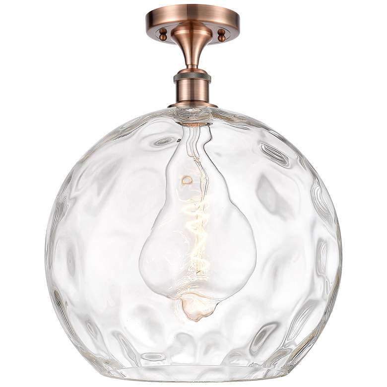 Image 1 Athens Water Glass 14" Semi-Flush Mount - Copper - Clear Water Glass