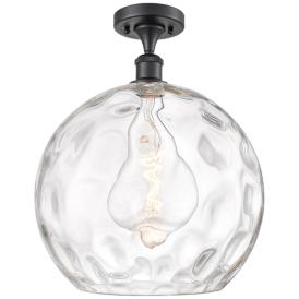 Athens Water Glass  14" Semi-Flush Mount - Matte Black - Clear Water G Athens Water Glass  14" Semi-Flush Mount - Matte Black - Clear Water G