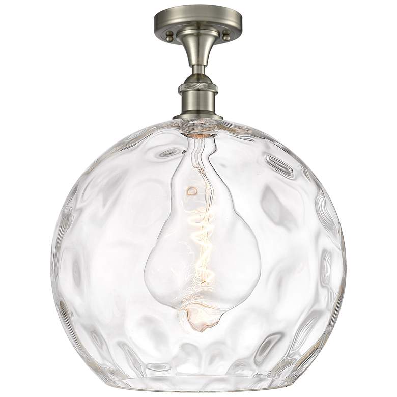 Image 1 Athens Water Glass 14" Semi-Flush Mount - Satin Nickel - Clear Water