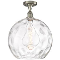 Athens Water Glass  14" Semi-Flush Mount - Satin Nickel - Clear Water