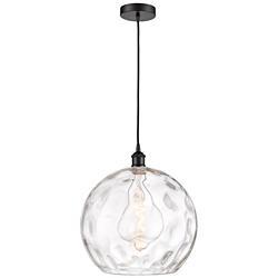 Athens Water Glass 14" Wide Matte Black Pendant Light
