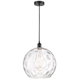 Athens Water Glass 14" Wide Matte Black Pendant Light Athens Water Glass 14" Wide Matte Black Pendant Light