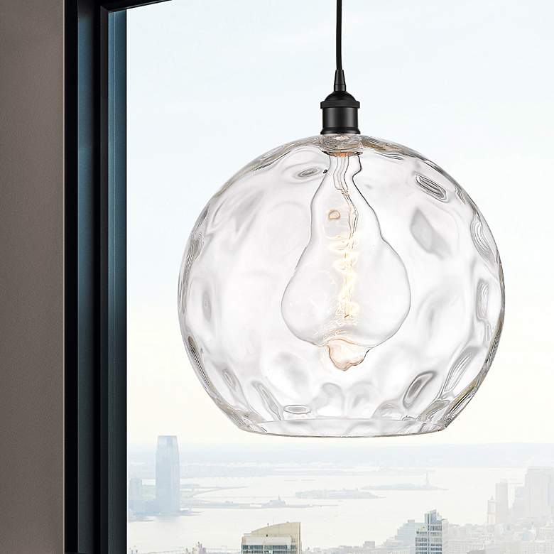 Image 2 Athens Water Glass 14" Wide Matte Black Pendant Light more views