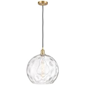 Athens Water Glass 14" Wide Satin Gold LED Pendant Light Athens Water Glass 14" Wide Satin Gold LED Pendant Light