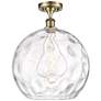Athens Water Glass  14" LED Semi-Flush Mount - Brass - Clear Water Glass