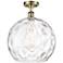 Athens Water Glass  14" LED Semi-Flush Mount - Brass - Clear Water Glass