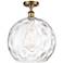 Athens Water Glass 14" Semi-Flush Mount - Brass - Clear Water Glass