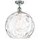 Athens Water Glass  14" Semi-Flush Mount - Chrome - Clear Water Glass