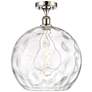 Athens Water Glass  14" Semi-Flush Mount - Polished Nickel - Clear
