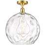 Athens Water Glass  14" Semi-Flush Mount - Satin Gold - Clear Water Glass