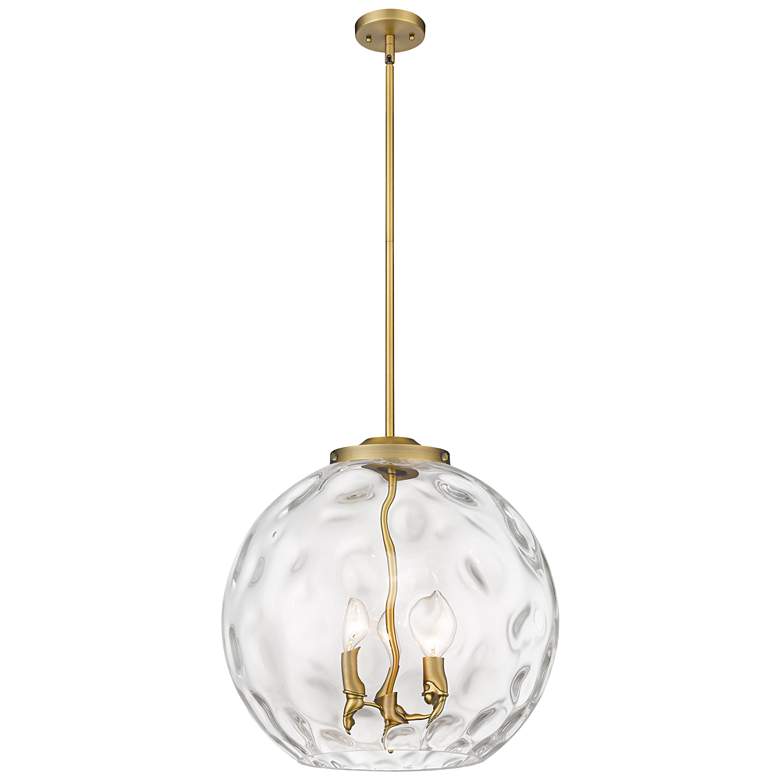 Image 1 Athens Water Glass 15 3/4"W Brushed Brass 3-Light Pendant